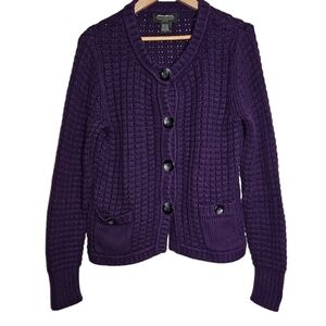 Eddie Bauer Deep Purple Chunky Knit Cardigan  Size Large